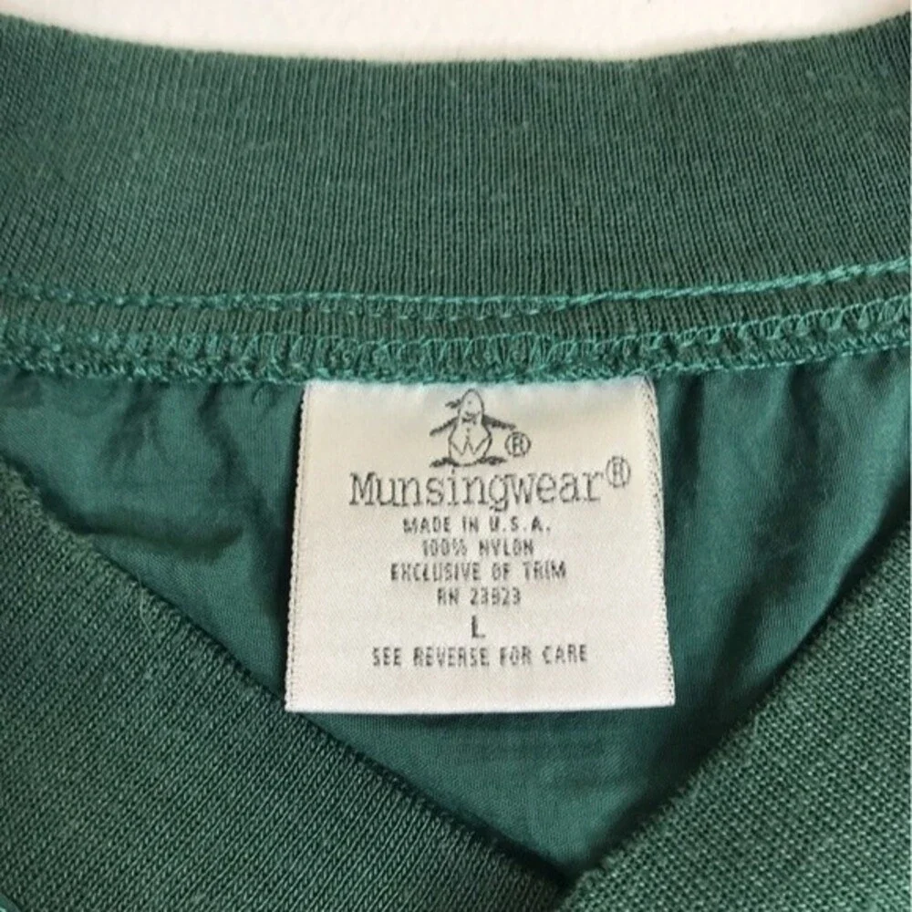 Vintage Munsingwear Lancaster Leaf V Neck Pullover Green Windbreaker Men Large
